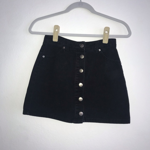 Black button down denim skirt - Picture 1 of 1